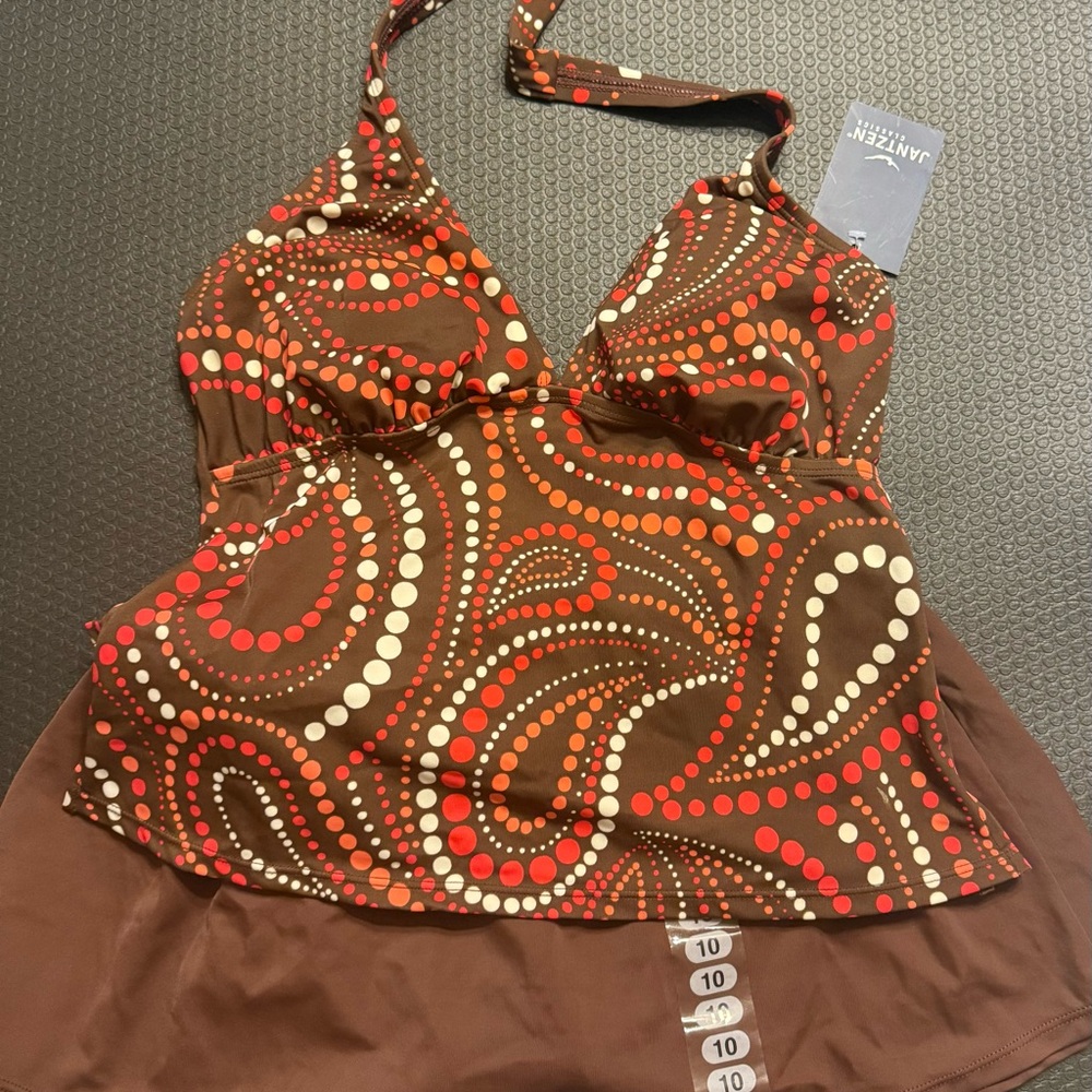 Women's Vibrant Brown and Red Bikini Top and bottom